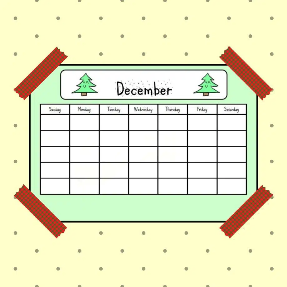 December Planning Calendar