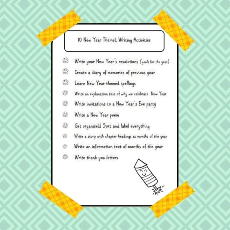 List of 10 New Year Writing Activities Free Download - Petal Resources