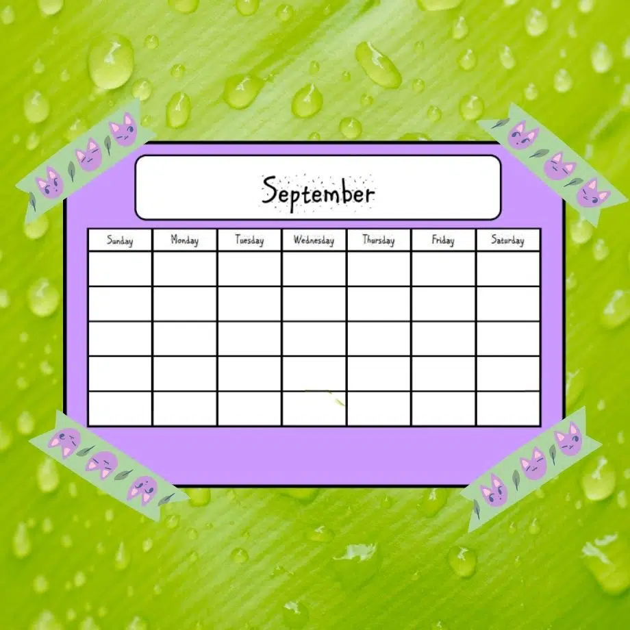 September Planning Color Calendar