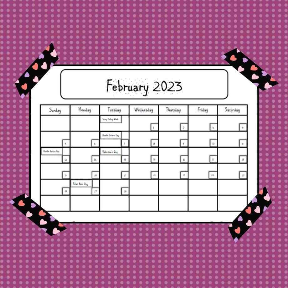 Free February Calendar with Special Days - Petal Resources